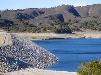 Winter 2014 photo of Bradbury Dam and Lake Cachuma